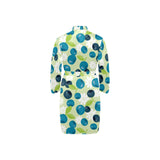 blueberry flower pattern Men's Long Sleeve Belted Night Robe