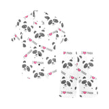 Hand Drawn faces of pandas pattern Men's V-Neck Short Pajama Set