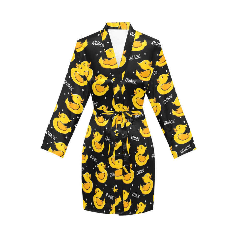 Duck Pattern Print Design 05 Women's Long Sleeve Belted Night Robe