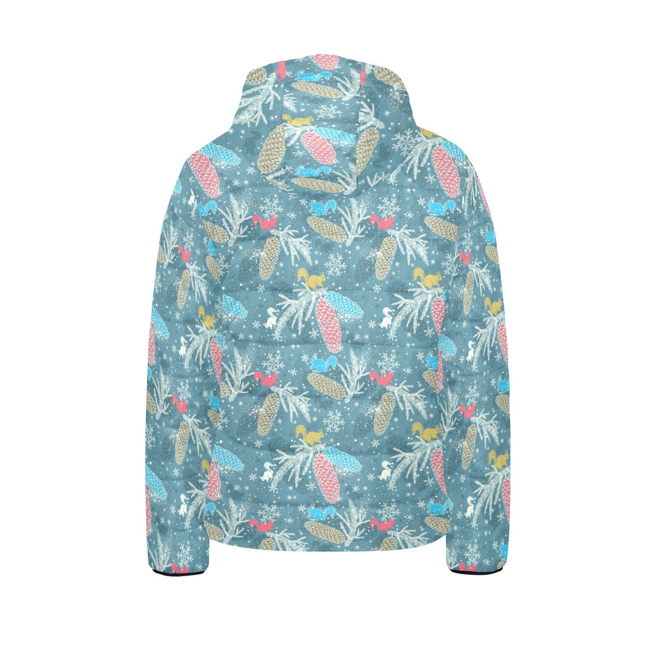 Squirrel Pattern Print Design 01 Kids' Boys' Girls' Padded Hooded Jacket