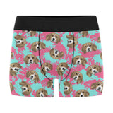 Beagle muzzles turquoise paint splashes pink patte Men's All Over Print Boxer Briefs Men's Underwear