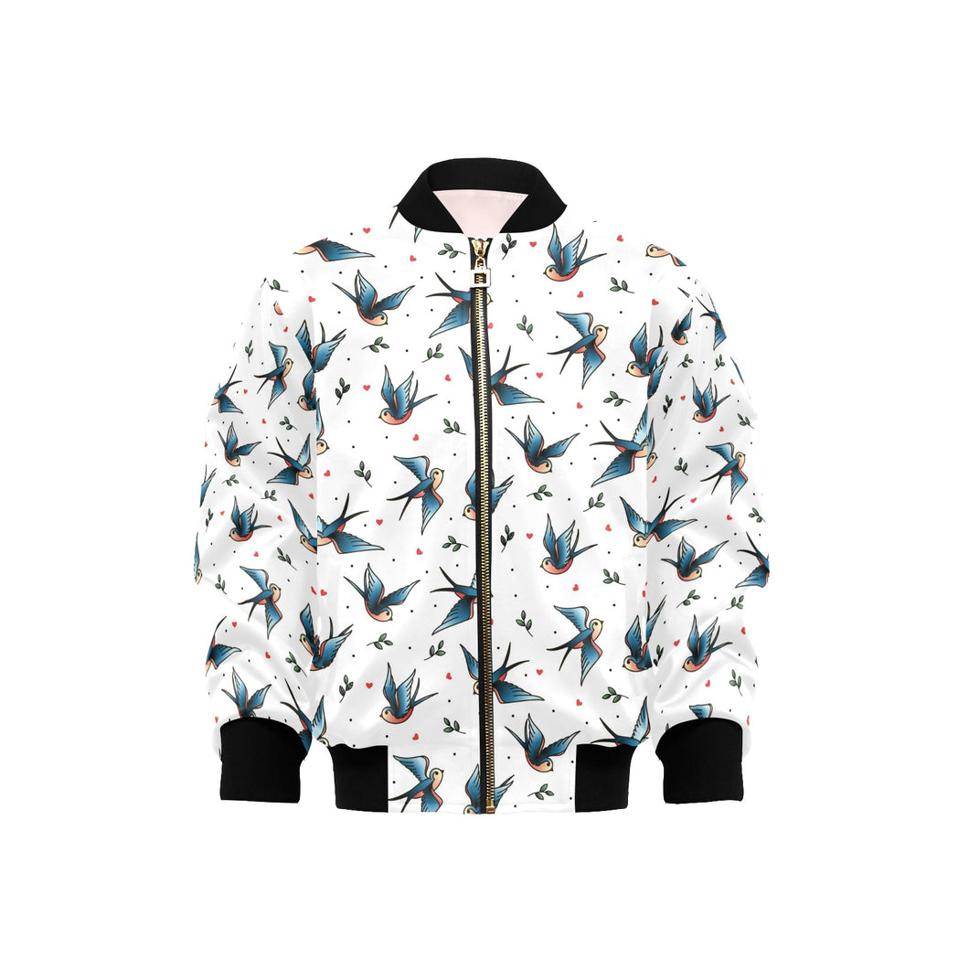 Swallow Pattern Print Design 04 Kids' Boys' Girls' Bomber Jacket