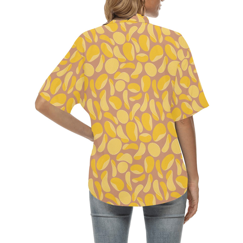 Potato Chips Pattern Print Design 01 Women's All Over Print Hawaiian Shirt