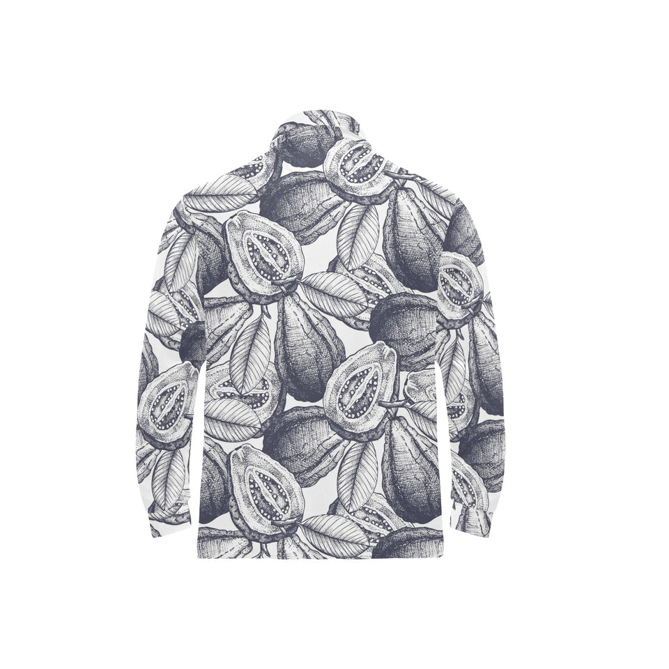 Guava tropical hand drawn pattern Men's Long Sleeve Polo Shirt