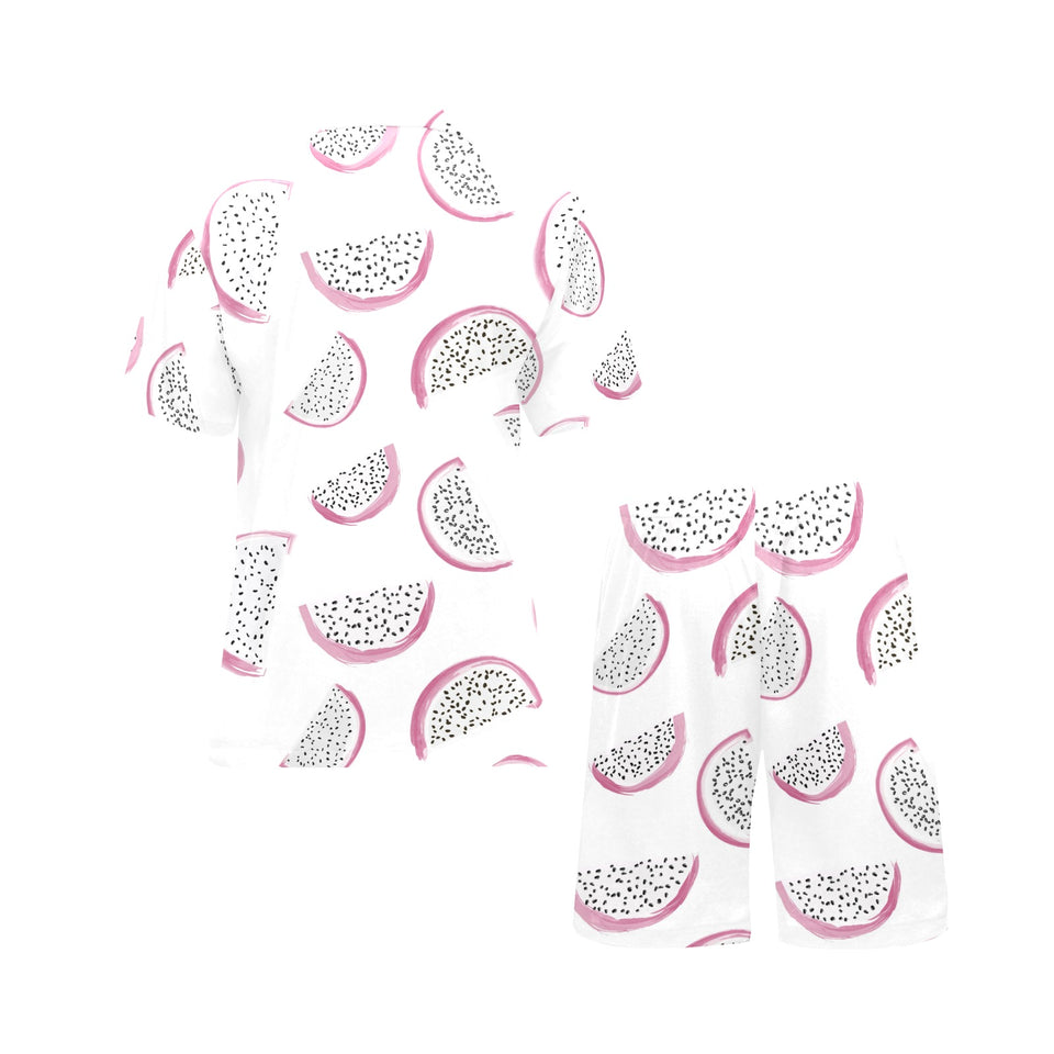 dragon fruit pattern Men's V-Neck Short Pajama Set