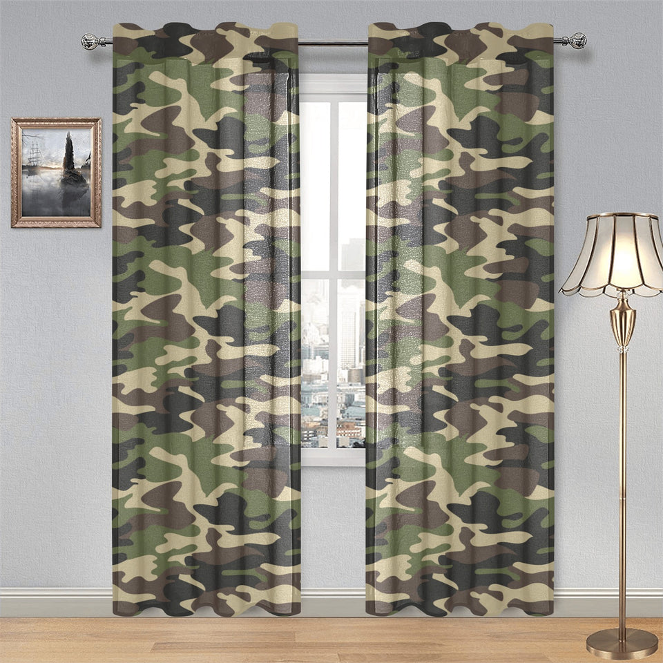 Dark Green camouflage pattern Gauze Curtain