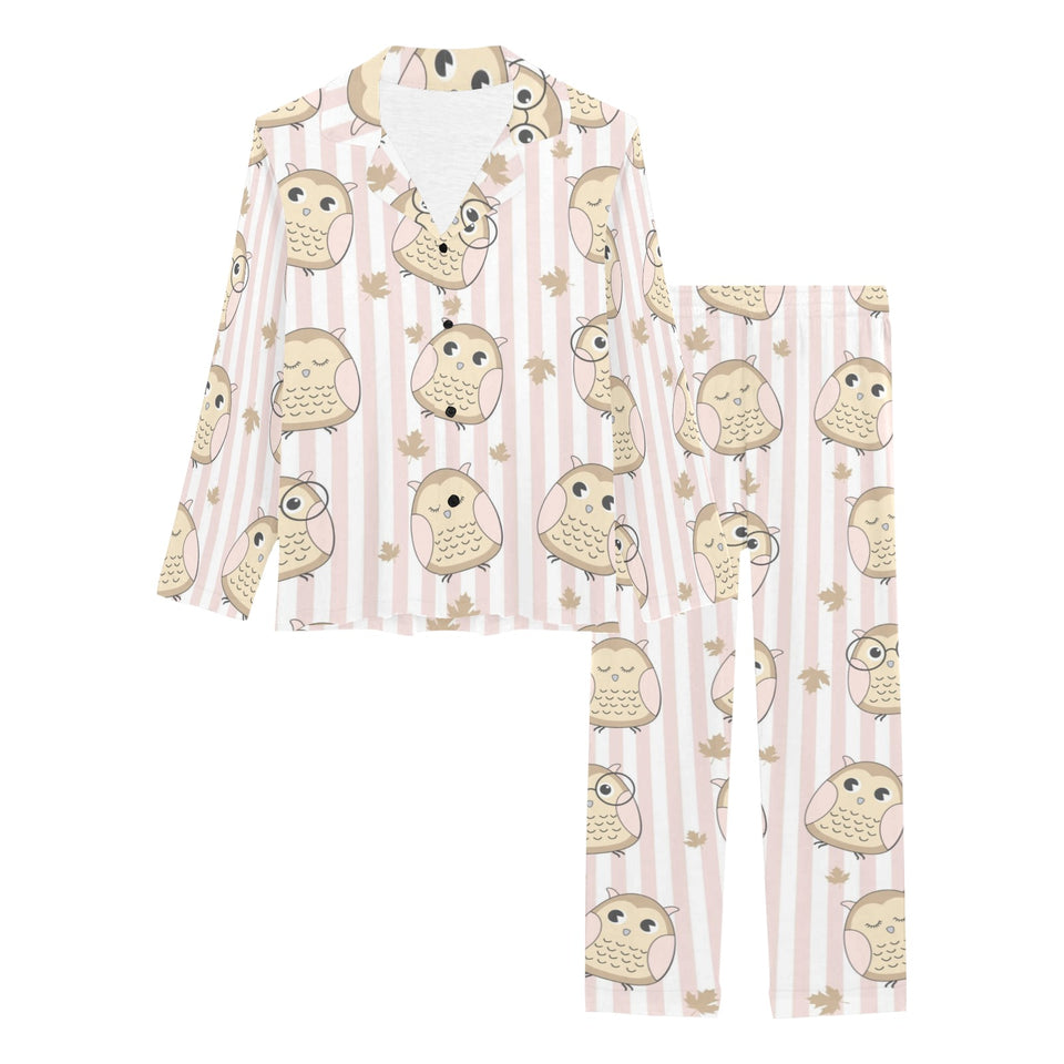 cute owl leaf Women's Long Pajama Set