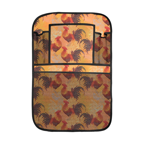 red rooster chicken cock pattern Car Seat Back Organizer
