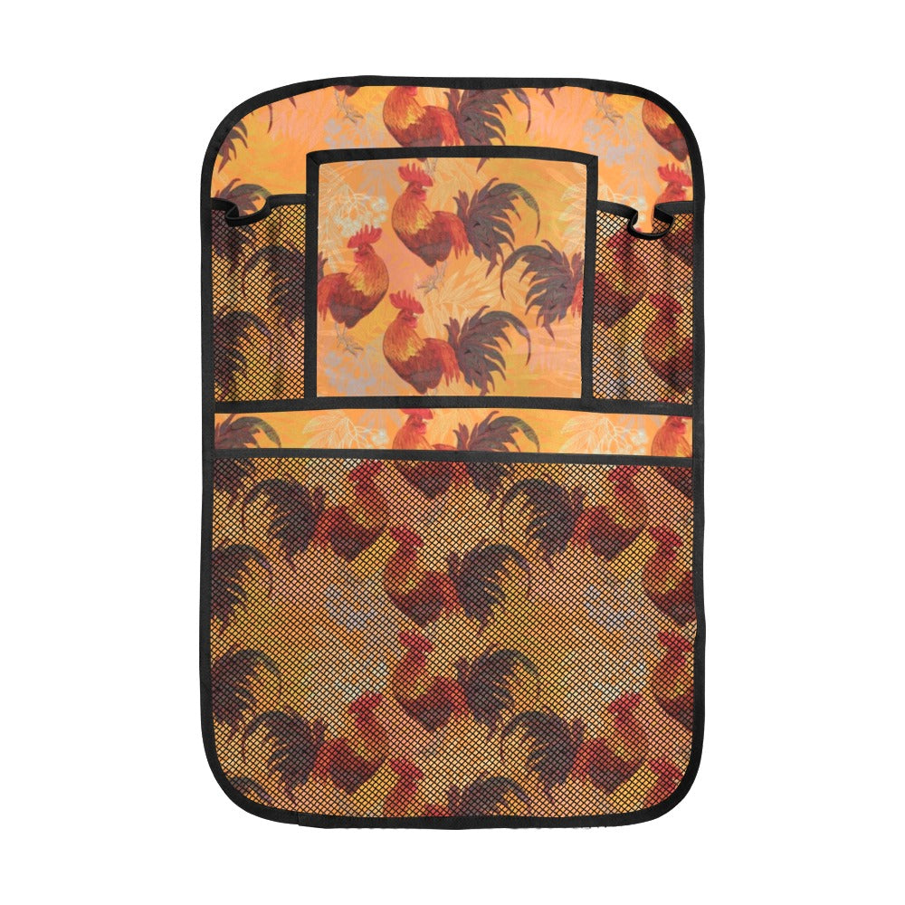 red rooster chicken cock pattern Car Seat Back Organizer