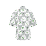 Hand drawn Koala leaves pattern Women's All Over Print Hawaiian Shirt