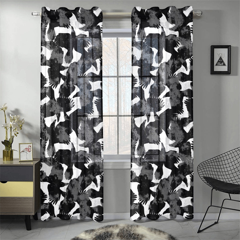 Crow illustration pattern Gauze Curtain