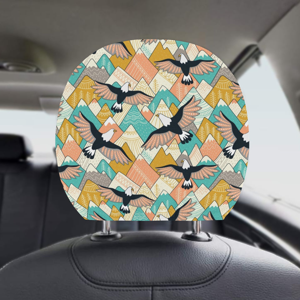 Eagle Pattern Print Design 02 Car Headrest Cover