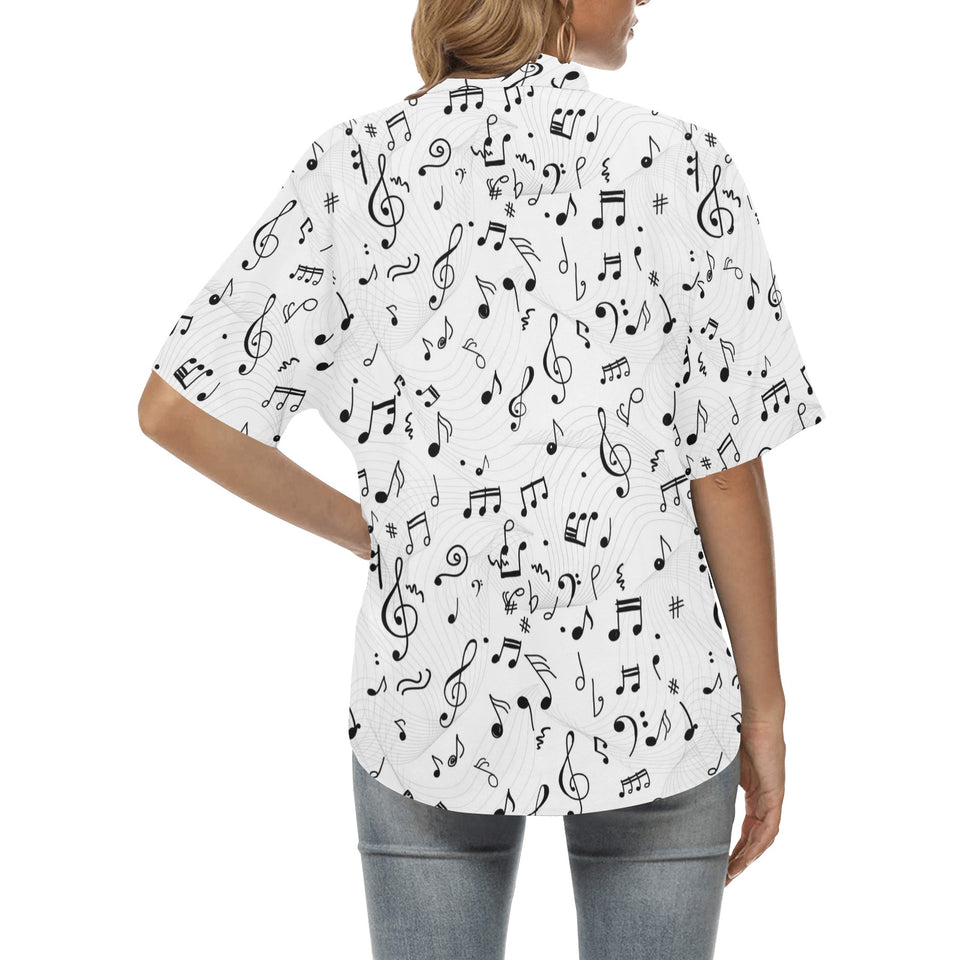 Music Notes Pattern Print Design 04 Women's All Over Print Hawaiian Shirt