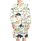 Cute dinosaurs pattern Men's Long Sleeve Belted Night Robe