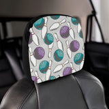 Bowling ball and pin gray background Car Headrest Cover
