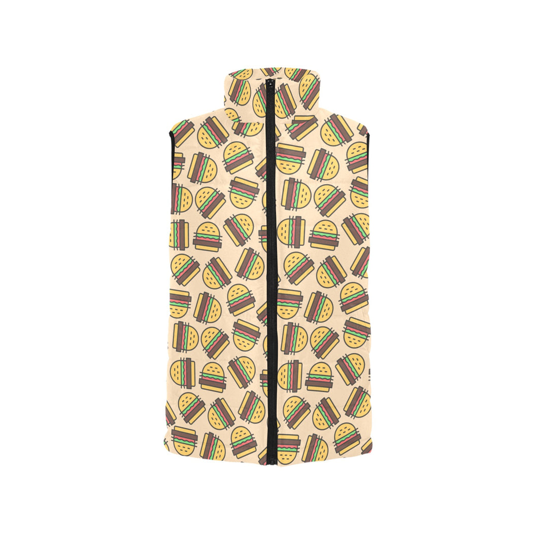 Hamburger Pattern Print Design 01 Women's Padded Vest