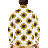 sunflowers design pattern Men's Long Sleeve Polo Shirt