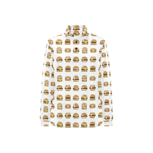 Hamburger Pattern Print Design 02 Women's Long Sleeve Polo Shirt