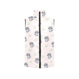 cute raccoons leaves pattern Women's Padded Vest