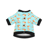 Fox pattern blue b ackground All Over Print Pet Dog Round Neck Fuzzy Shirt