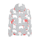 Cute polar bear christmas snow pattern Men's Padded Hooded Jacket