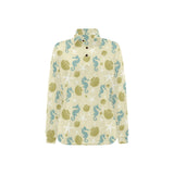 Seahorse shell starfish pattern background Women's Long Sleeve Polo Shirt