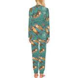 cute brown sea otters ornamental seaweed corals gr Women's All Over Print Pajama Set