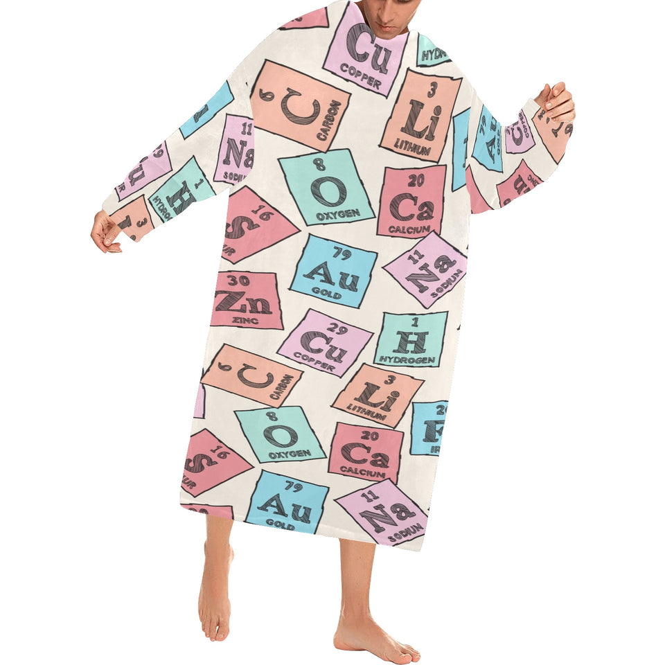 Chemistry Periodic Table Pattern Print Design 02 Blanket Robe with Sleeves