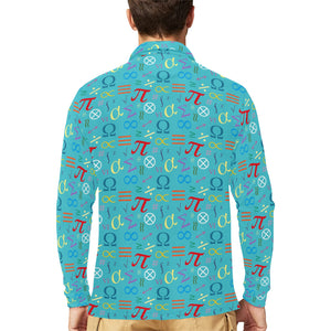 Math Pattern Print Design 02 Men's Long Sleeve Polo Shirt