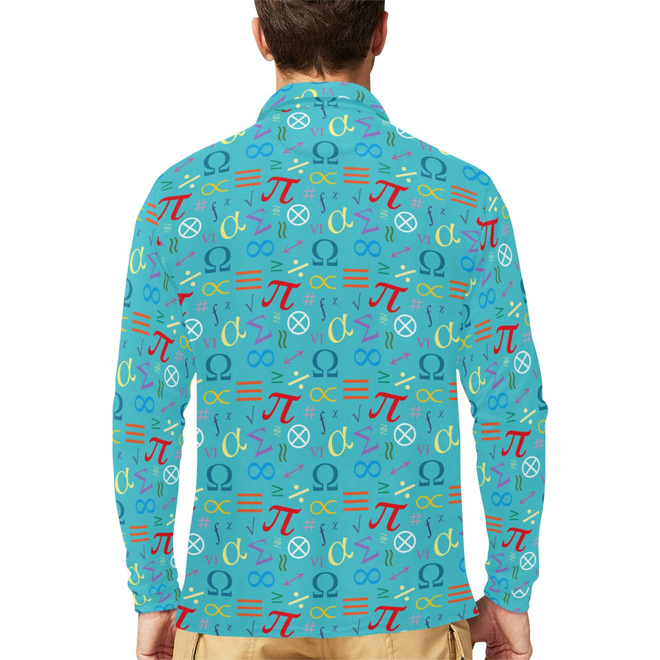 Math Pattern Print Design 02 Men's Long Sleeve Polo Shirt