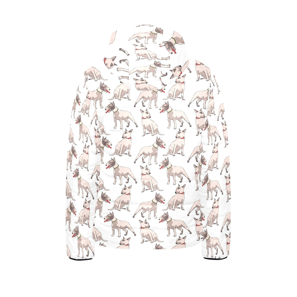 Bull Terrier Pattern Print Design 04 Kids' Boys' Girls' Padded Hooded Jacket