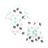 Dog Paws Pattern Print Design 04 Men's V-Neck Short Pajama Set