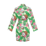 Coconut Pattern Print Design 01 Women's Long Sleeve Belted Night Robe