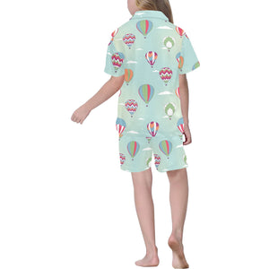 Hot Air Balloon design Pattern Kids' Boys' Girls' V-Neck Short Pajama Set