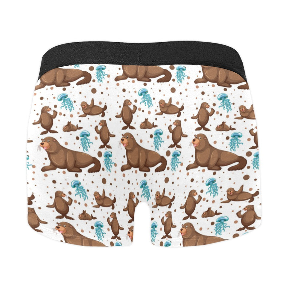 sea lion Seals jellyfish pattern Men's All Over Print Boxer Briefs Men's Underwear