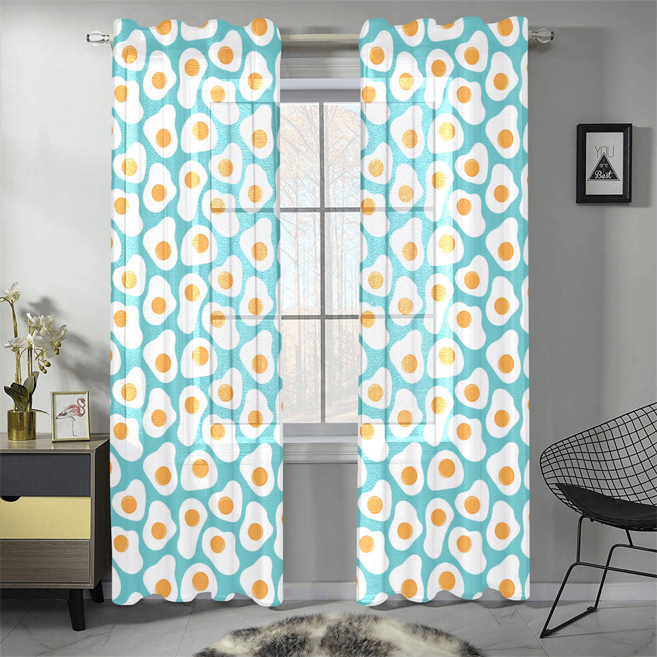 Fried Eggs Pattern Print Design 04 Gauze Curtain