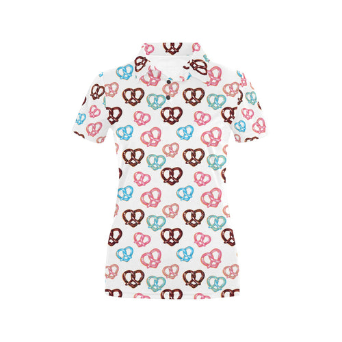 Pretzels Pattern Print Design 04 Women's All Over Print Polo Shirt