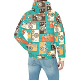 Camera Pattern Print Design 03 Men's Padded Hooded Jacket