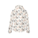 Llama Alpaca pattern Women's Padded Hooded Jacket