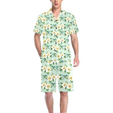 Hummingbird Pattern Print Design 01 Men's V-Neck Short Pajama Set
