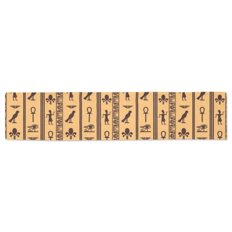 Egypt Hieroglyphics Pattern Print Design 02 Table Runner