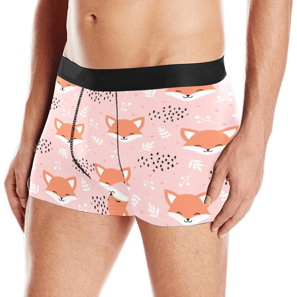 Cute fox pattern pink background Men's All Over Print Boxer Briefs Men's Underwear