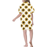 sunflowers design pattern Kids' Boys' Girls' V-Neck Short Pajama Set