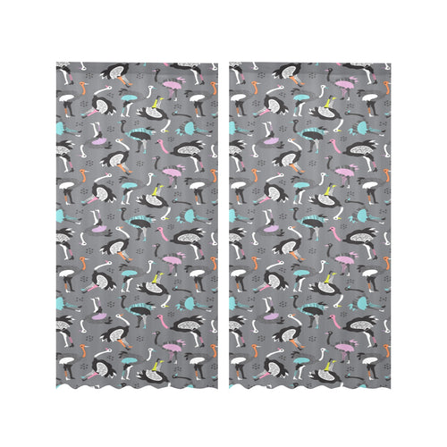 Ostrich Pattern Print Design 01 Gauze Curtain