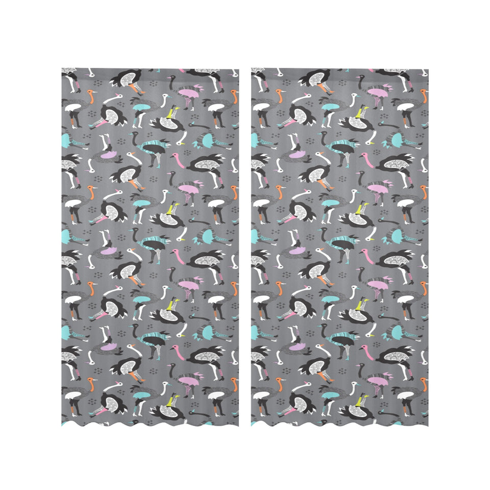 Ostrich Pattern Print Design 01 Gauze Curtain