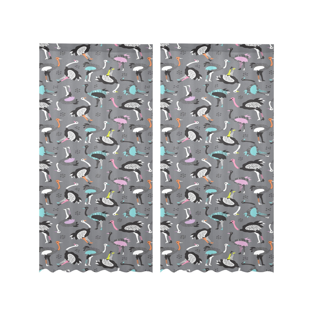 Ostrich Pattern Print Design 01 Gauze Curtain