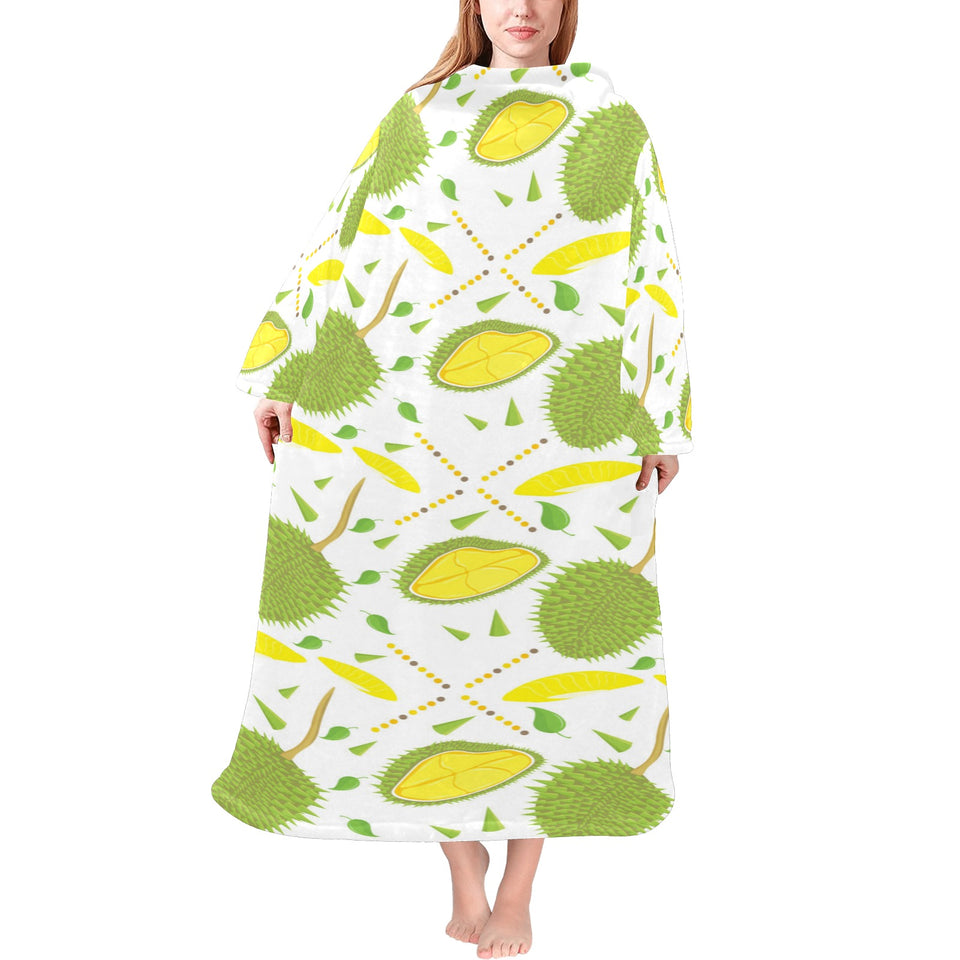 Durian pattern background Blanket Robe with Sleeves