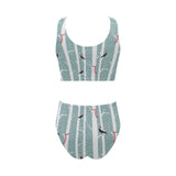 Crows christmas hat scarf Chest Bowknot High Waisted Bikini Swimsuit