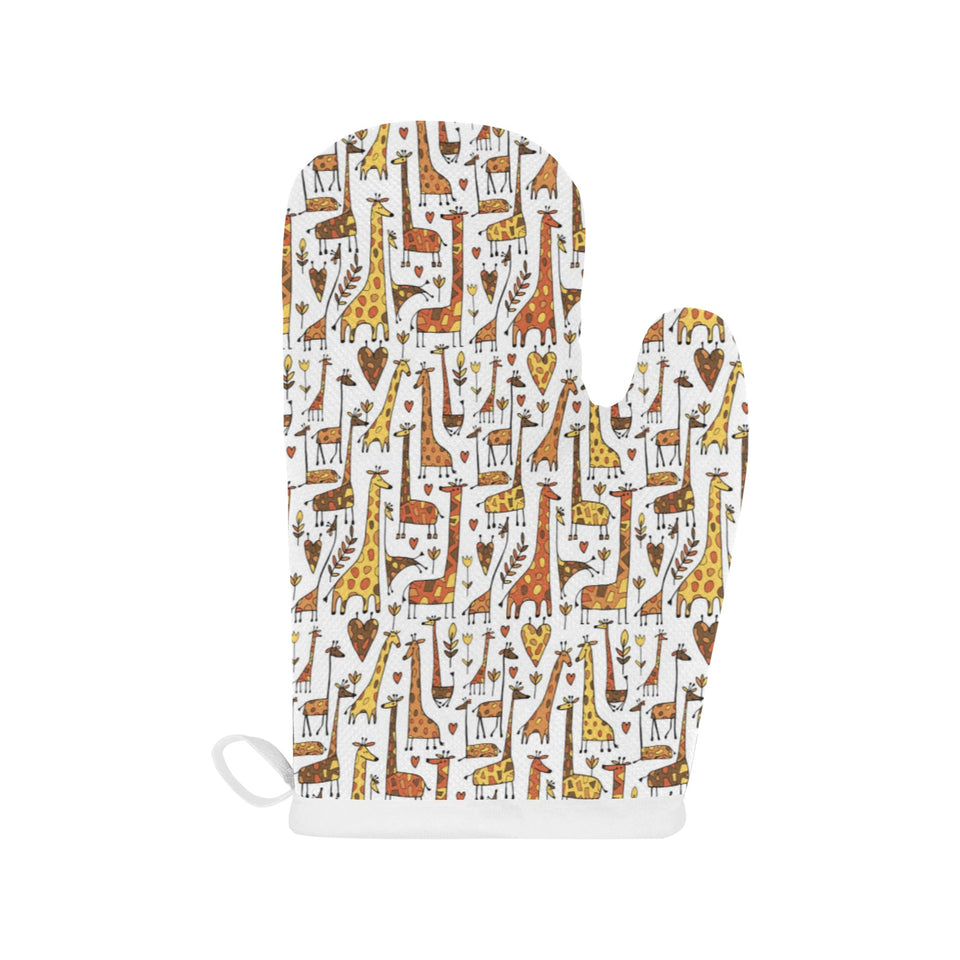 Giraffe Pattern Print Design 04 Heat Resistant Oven Mitts