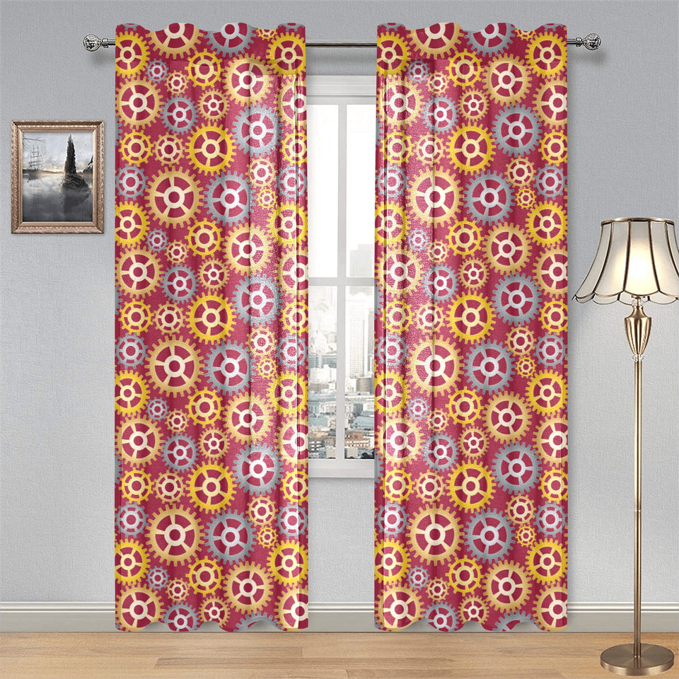 Gear Pattern Print Design 04 Gauze Curtain